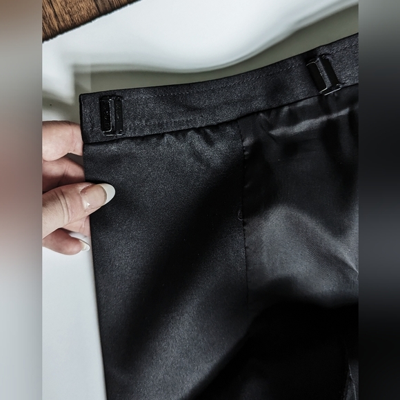 1970s Vintage Yves Saint Laurent Rive Gauche Satin Wrap Skirt Knee Length - Picture 5 of 8